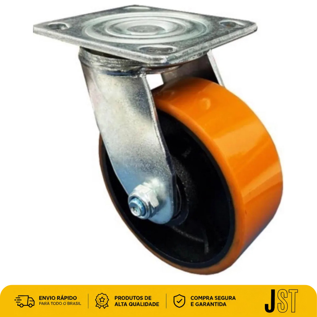 Rodízio Giratório de Poliuretano 6 Pol 50mm 480kg para Cargas Pesadas JST