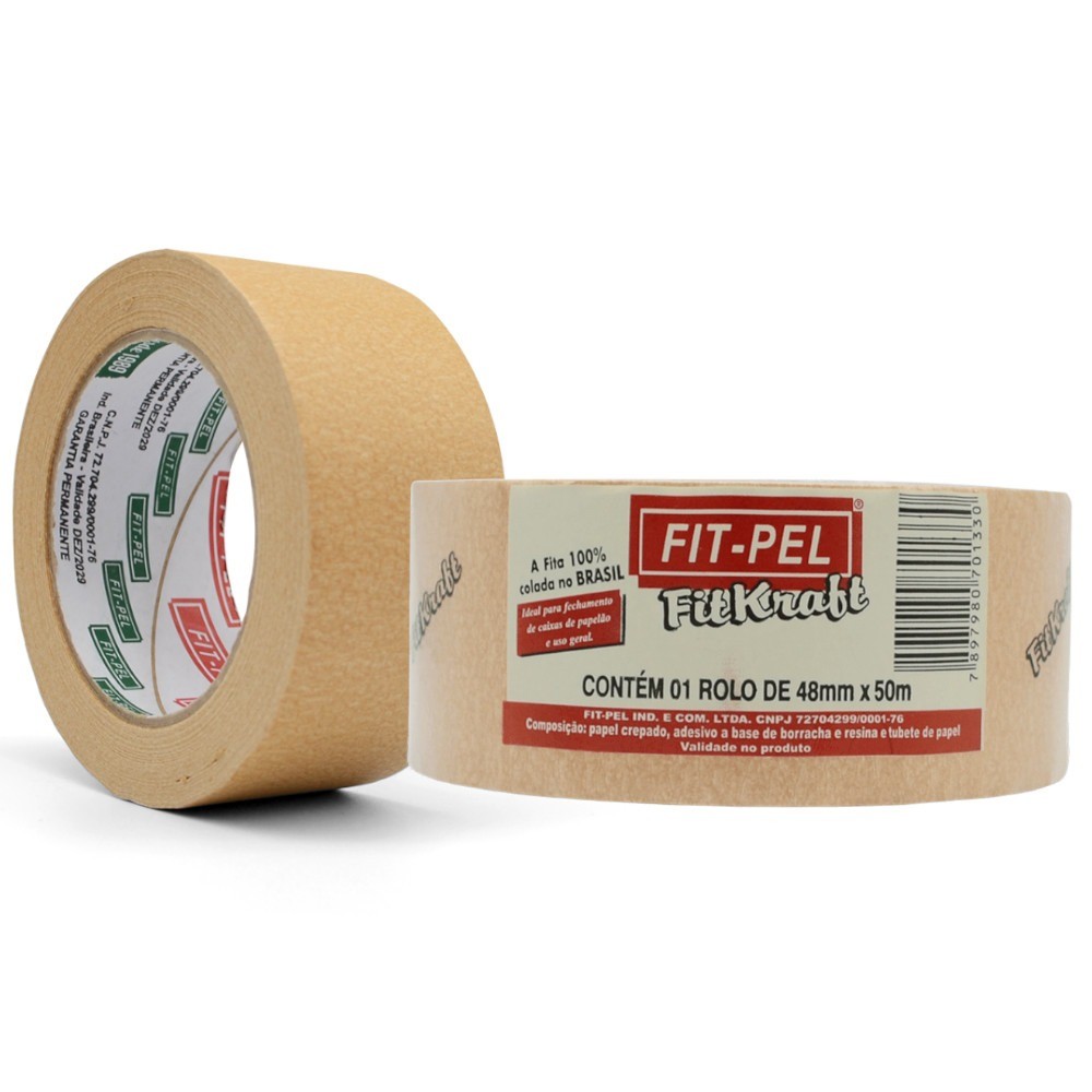 Fita Kraft adesiva 48 mm x 50 metros - 11304005 Fit-Pel