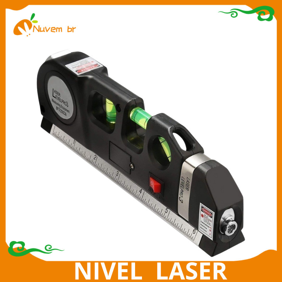 Nível Laser de Precisão Trena Integrada Level Pro3 Baterias AG13 Estágios Nivelador Profissional Multifuncional - NUVEM