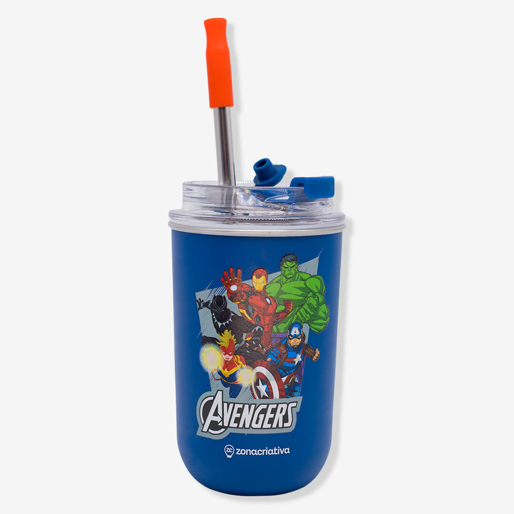 Copo Neo com Canudo Vingadores - Marvel