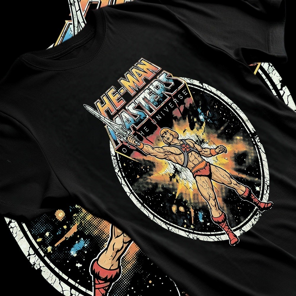 [Camiseta Premium em Algodão Puro]BOW Camiseta Unissex Oversides com Estampa de He - Man,Estilo Clássico,Casual,Retro#2