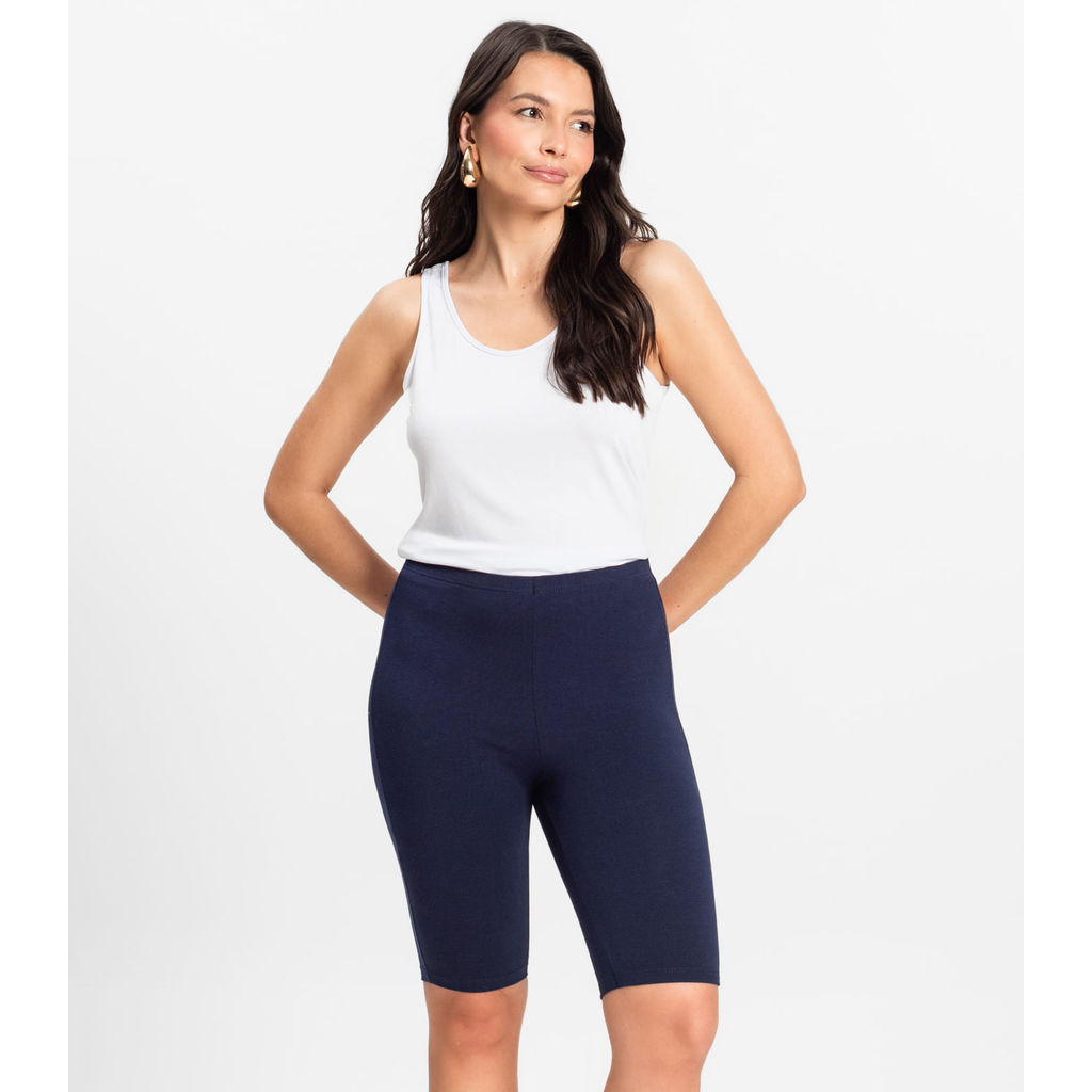 Bermuda Ciclista Feminina em Cotton Pesado Rovitex Azul