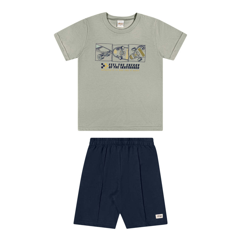 Conjunto Infantil Menino Texturizado Skate Elian Verde — imagem 2 de 2