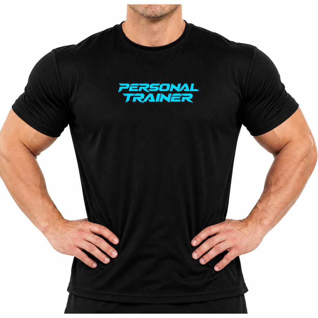 camiseta personal trainer blue academia fitness dry fit