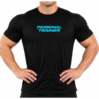 camiseta personal trainer blue academia fitness dry fit