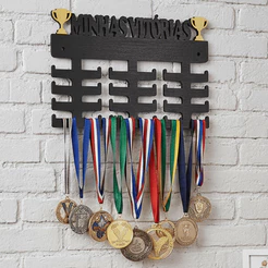 Porta Medalha Madeira Mdf Futebol Corrida Minhas Vitorias Conquista Gancho Decoração De Parede
