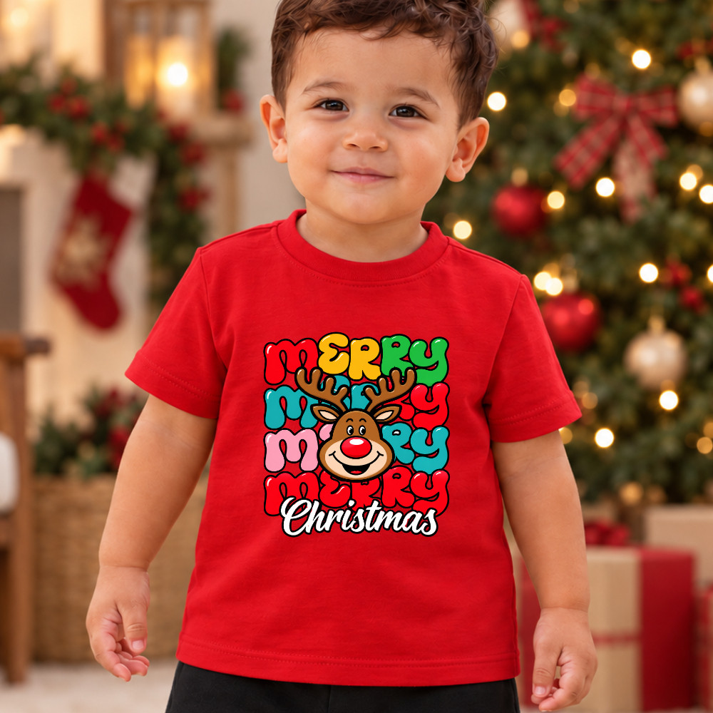 Camiseta Infantil Natal Estampada - Hena Merry Christmas Hena Colorido Modelo 1753 Unissex Macio Perfeita Pra Presentear