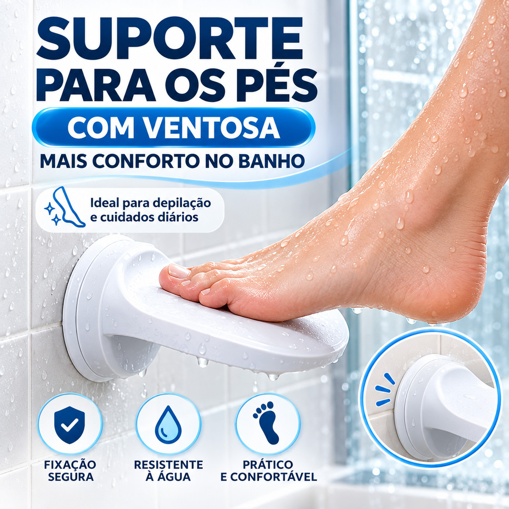 SUPORTE COM VENTOSA DE BANHEIRO PARA APOIO DOS PÉS