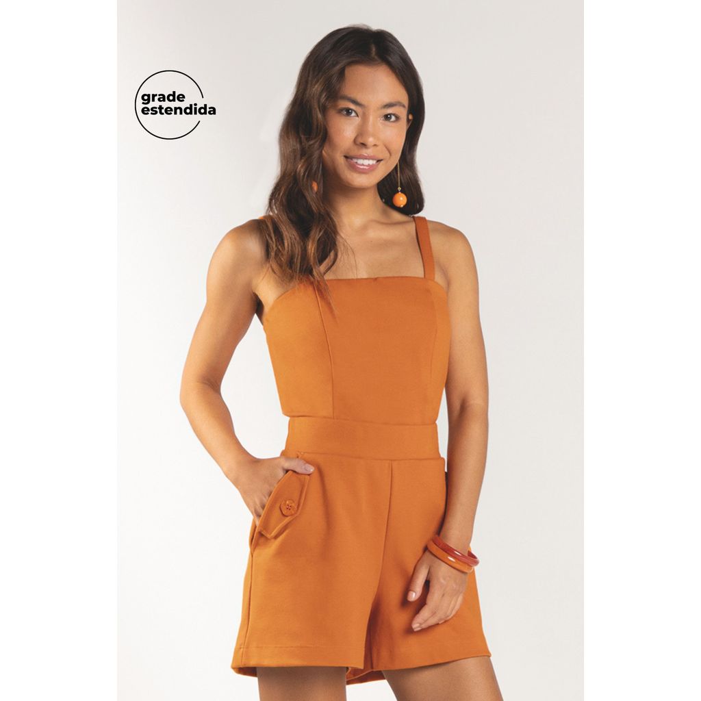 Short Feminino Em Moletom Marialícia Laranja