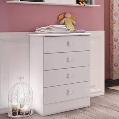 Cômoda de Bebê 4 Gavetas 1320 Baby Branco Branco