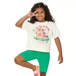 Conjunto Curto Infantil Menina Confortável Elian Bege