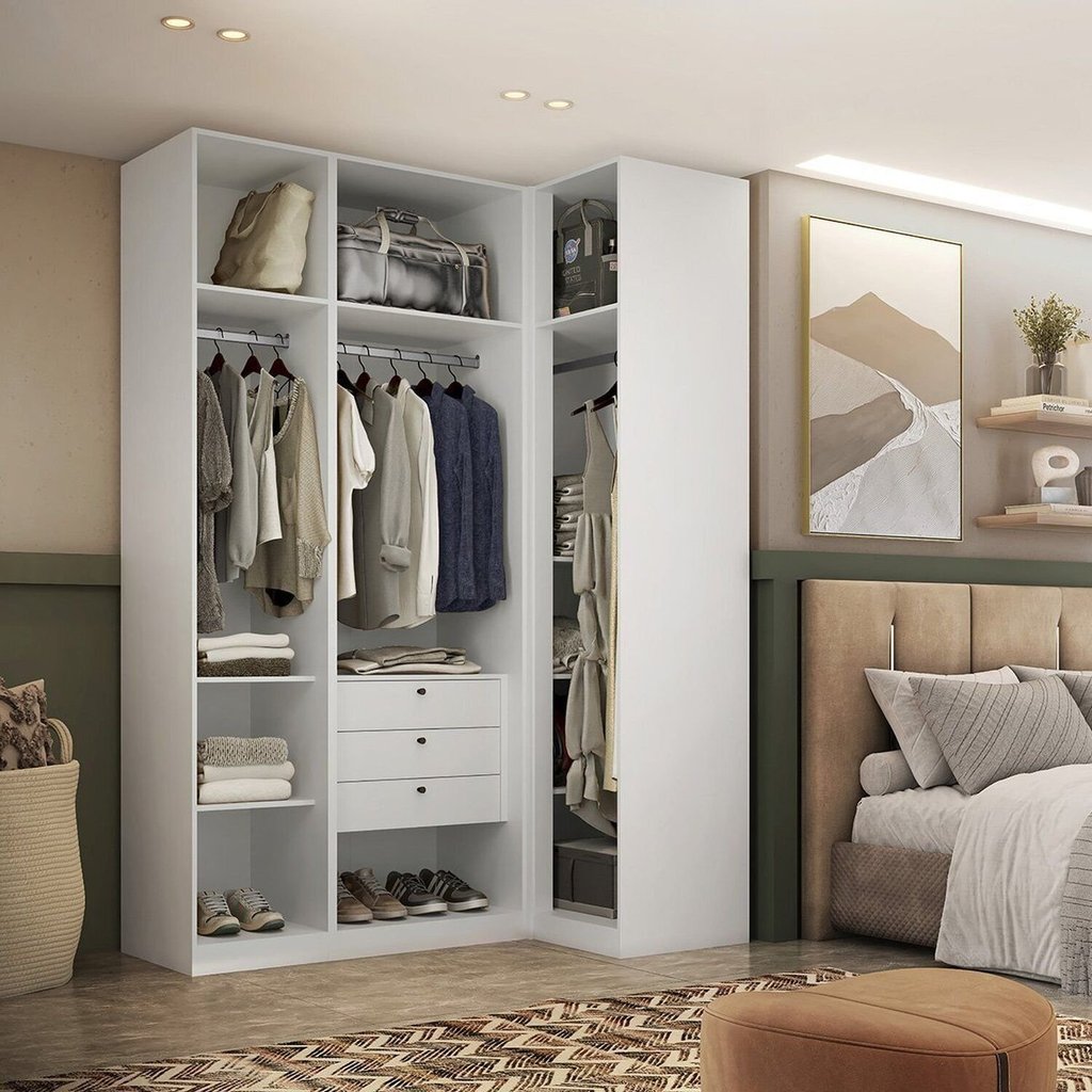 Guarda-Roupa de Canto Reto 100% MDF 4 Portas Altezza Clean Branco · foto 2