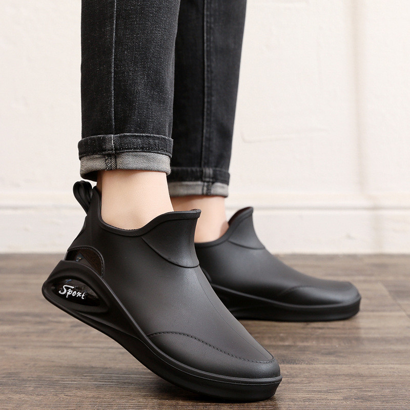 Moda tubo curto masculino antiderrapante sapatos impermeáveis antiderrapante resistente ao desgaste botas de chuva quent