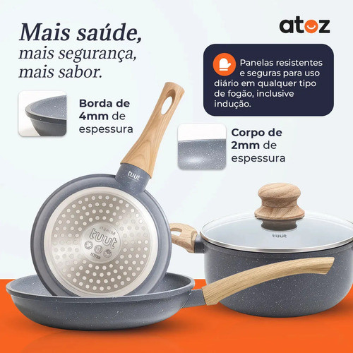 Jogo De Panelas 15 Peças Antiaderente Cerâmica Pfoa Free 3 Camadas Ecoglide Tuut + Itens De Bambu — imagem 2 de 2