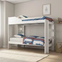 Beliche Solteiro com Prateleira e Proteção Antiquedas Indy Branco Branco