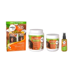Kit SOS Cachos Coco com Shampoo e Condicionador, Máscara, Óleo e Creme para pentear