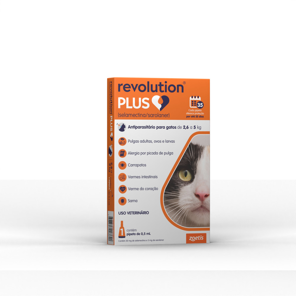 Antipulgas Revolution Plus 2,6 A 5Kg C/1 Pipeta Zoetis
