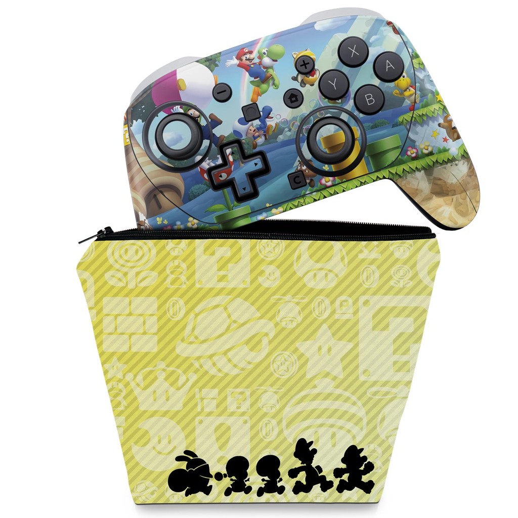 Capa Case e Skin Anti-Rage para Nintendo Switch 2 Pro Controle - New Super Mario Bros. U