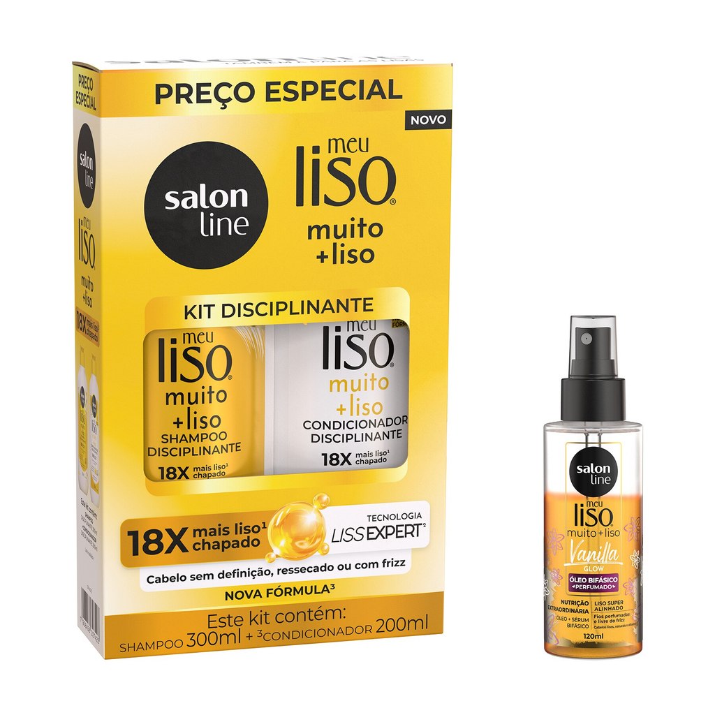 Kit Shampoo + Condicionador e Óleo Sérum Meu Liso Muito + Liso em Oferta na Shopee