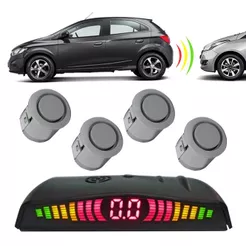 Sensor de Estacionamento 4 Pontos com Visor de LED Orbe 18mm Sobrepor Prata Universal