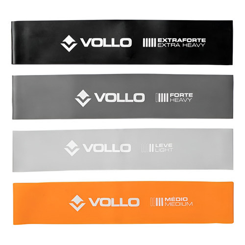 Kit 4 Faixas Elásticas Mini Bands Vollo mais força, mobilidade resistência Fisio treino funcional academia Gluteo casa