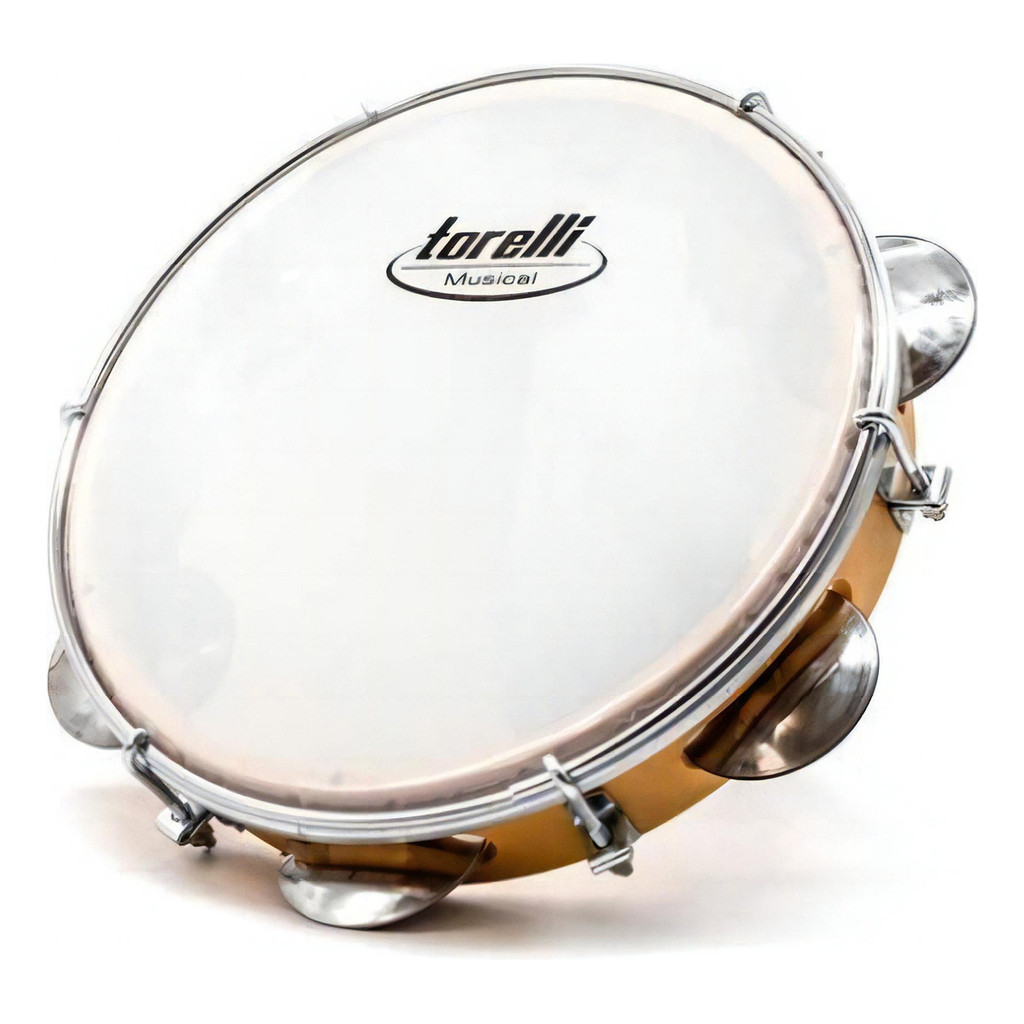 Pandeiro 8" Torelli TP809NT Injetado Natural Pele Leitosa Leve e Resistente