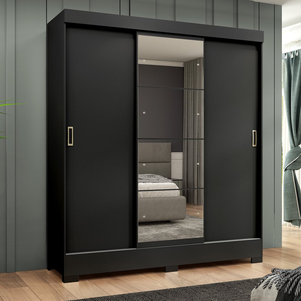 Guarda Roupa Casal com Espelho 3 Portas Atenas Yescasa Preto em Oferta na Shopee