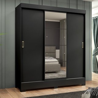 Guarda Roupa Casal com Espelho 3 Portas Atenas Yescasa Preto em Oferta na Shopee