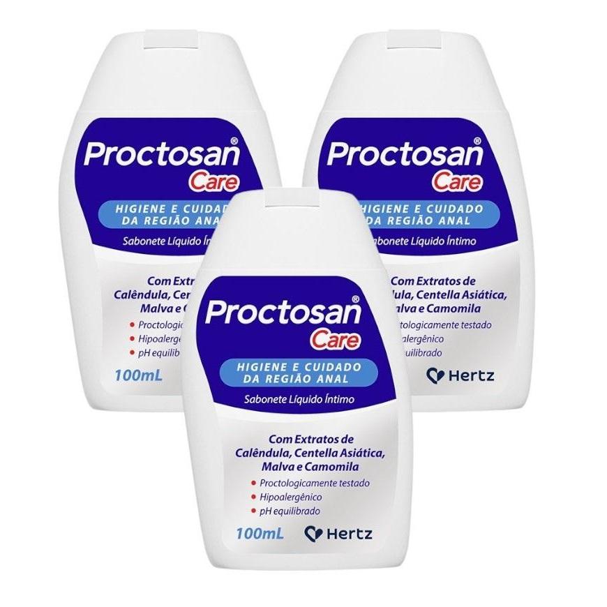 Proctosan Care Sabonete Íntimo Com 3 Frascos De 100mL Cada em Oferta na Shopee