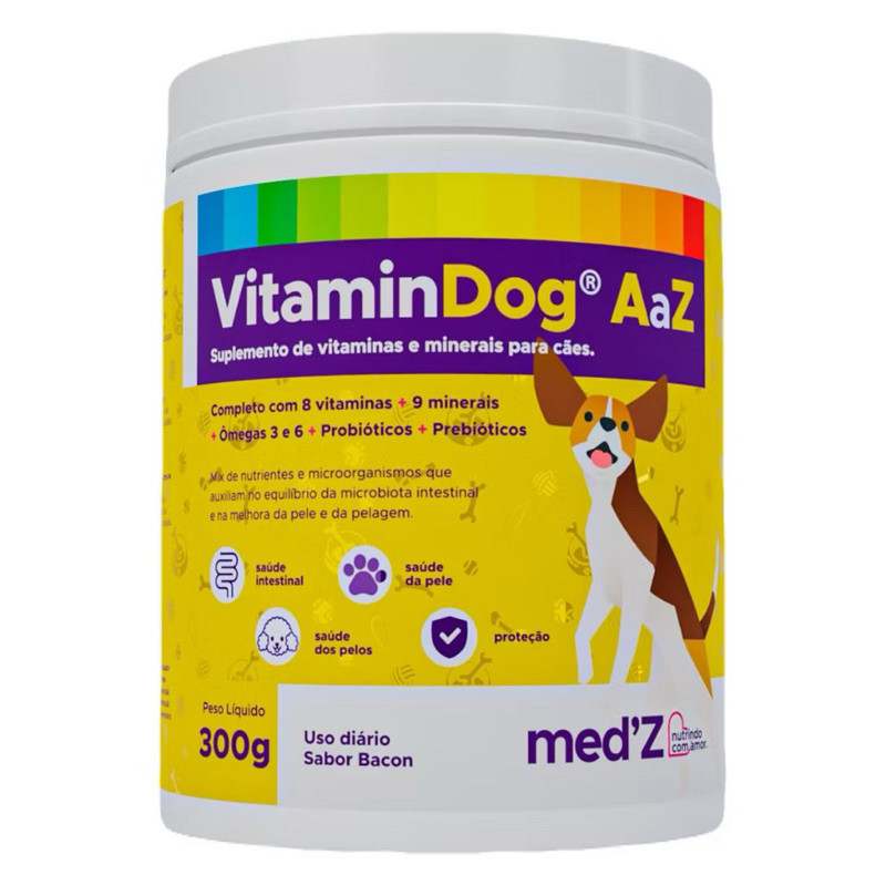 Suplemento Para Cães Polivitamínico Completo Pets VitaminDog AaZ Sabor Bacon - Proteção Total
