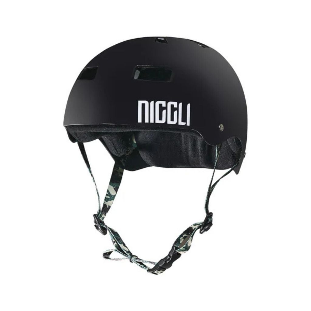 Capacete Esportivo Niggli Pro Preto Fosco Fita Camuflada