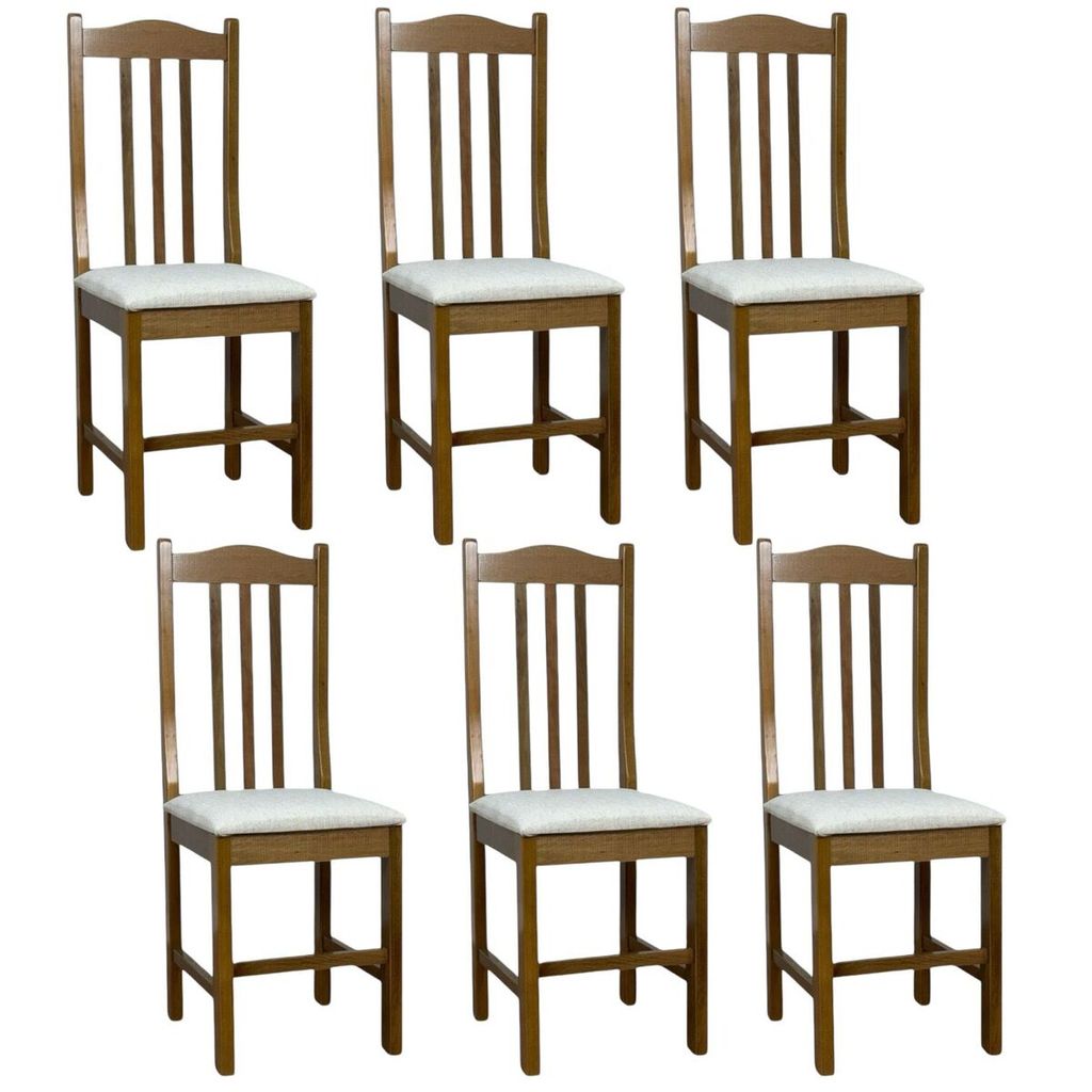 Conjunto 6 Cadeiras Madeira Maciça Jantar Cozinha Restaurante em Oferta na Shopee