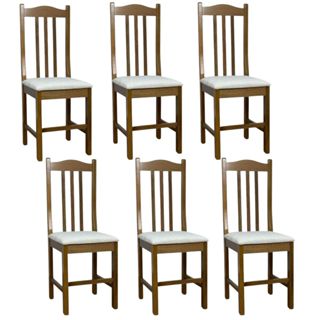 Conjunto 6 Cadeiras Madeira Maciça Jantar Cozinha Restaurante em Oferta na Shopee