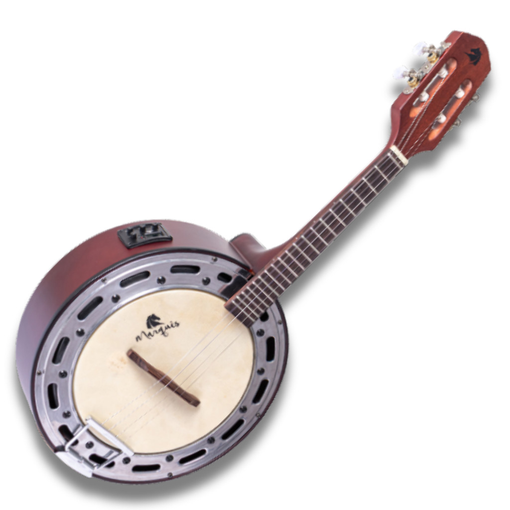Banjo Elétrico Ativo Castanho Fosco com Aro Jateado Marques