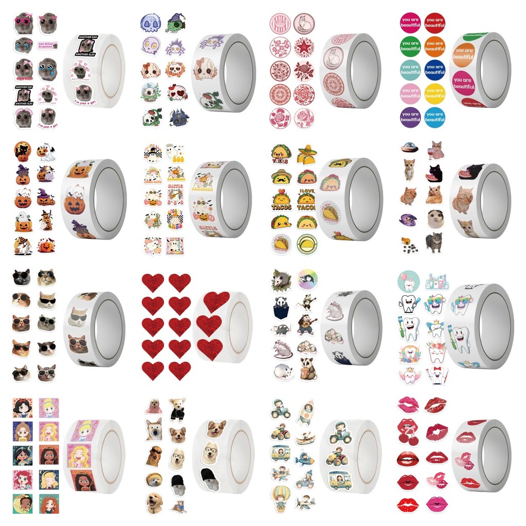 Coleção De Adesivos Em Rolo (100 Estilos , 500 Unidades/)-Atacado Estoque , De Decoração Mais Vendidos Transfronteiriços em Oferta na Shopee