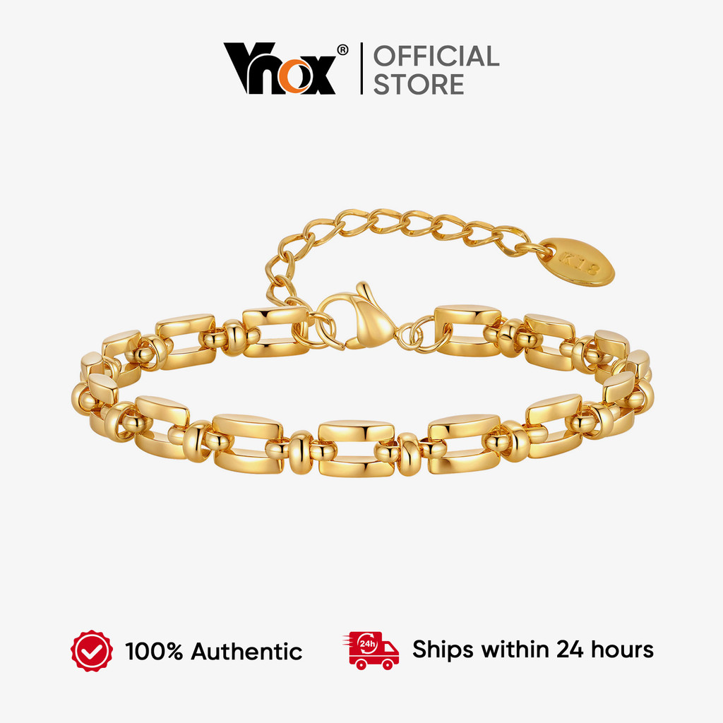 Vnox Ouro Artesanal Corrente Pulseira De Aço Inoxidável Grosso Vintage Não Manchar Feminino Meninas Moda Jóias Presente em Oferta na Shopee