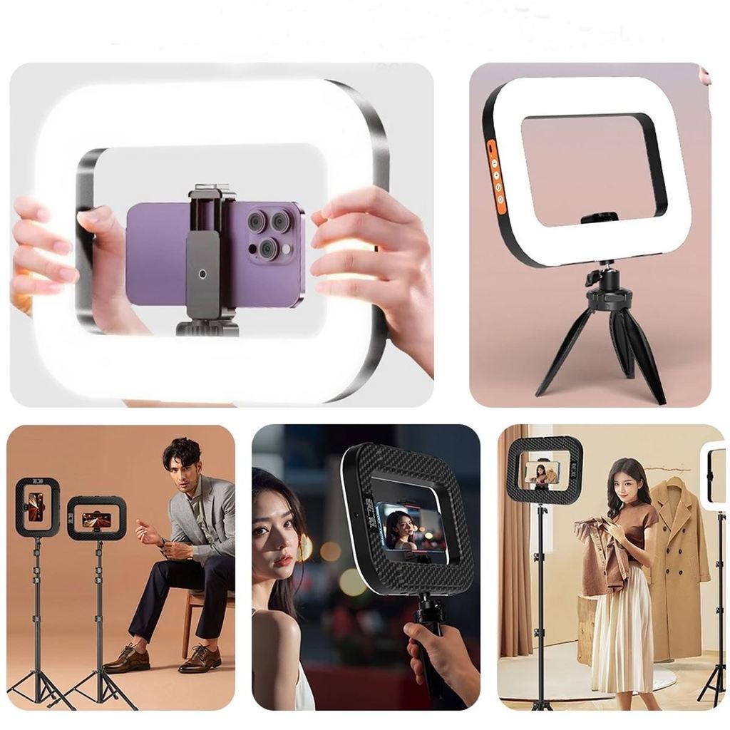 Ring Light Iluminação Profissional Fotografia Anel de Luz 3 Cores RGB 5000mAh Portátil Adaptador Celular