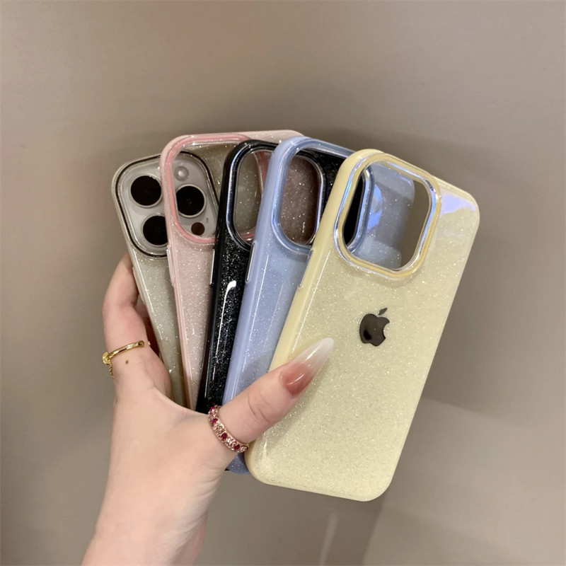 Capa Para iPhone 17 Pro Max 17Air 16 15 13 11 14 12 11 Xs XR Doces Cor Sólida Luxo Glitter Caso De Telefone Xianzhi04