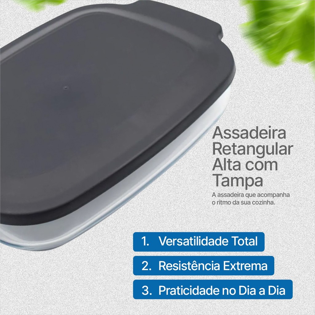 Assadeira de Vidro Retangular Com Tampa Mor 3,8L
