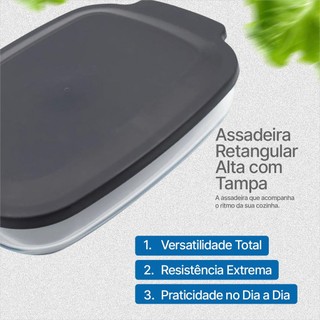 Assadeira de Vidro Retangular Com Tampa Mor 3,8L