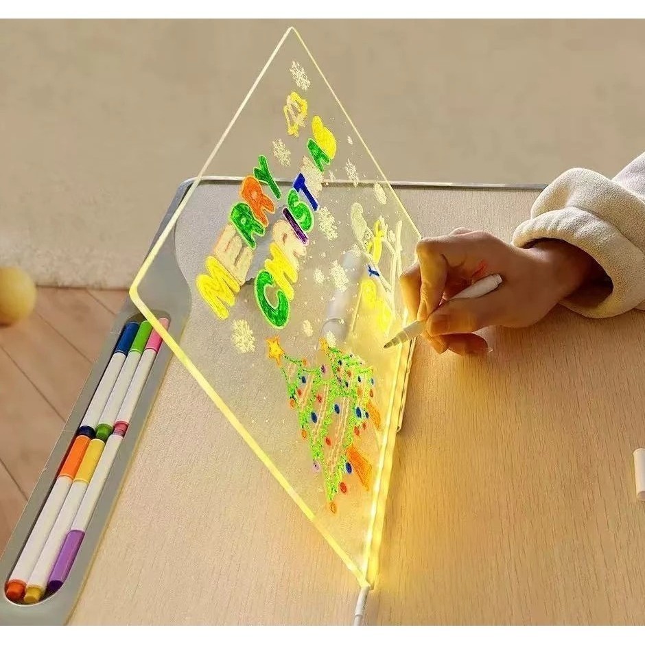 Luminária Acrílica LED para Escrever e Apagar – Quadro de Mensagens Decorativo USB