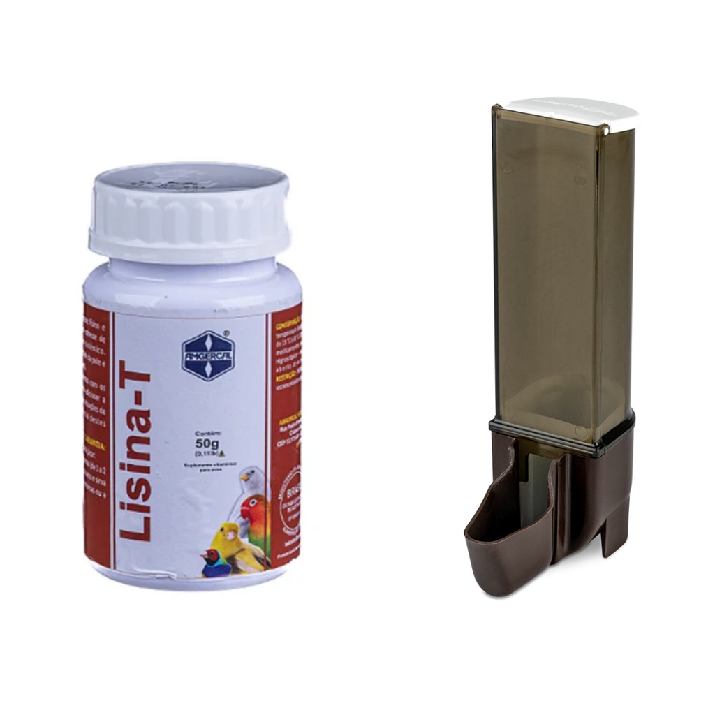 Lisina T Amgercal (50g) + Comedouro Automático Sertão Âmbar Malha Fina (100ml)