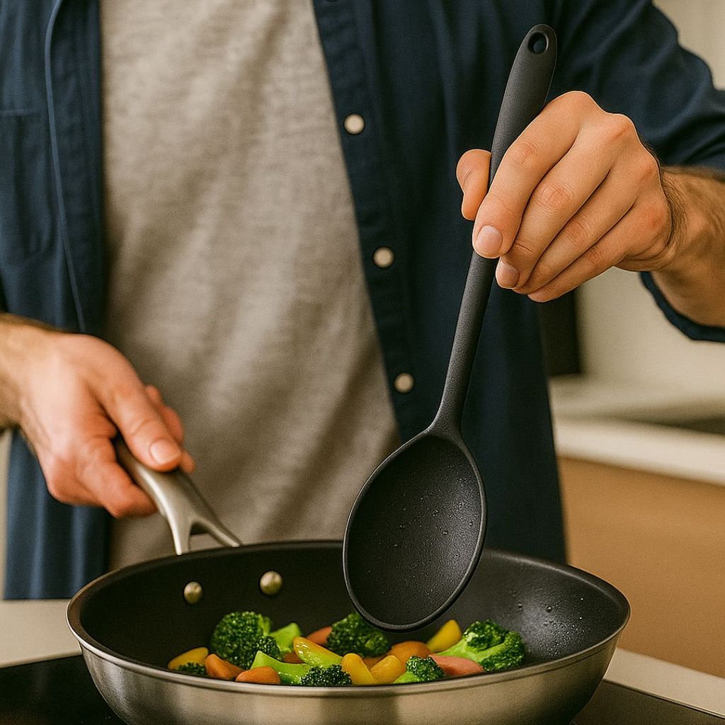 Colher de Silicone Grande Utensílio de Cozinha Antiaderente Resistente ao Calor Durável Seguro