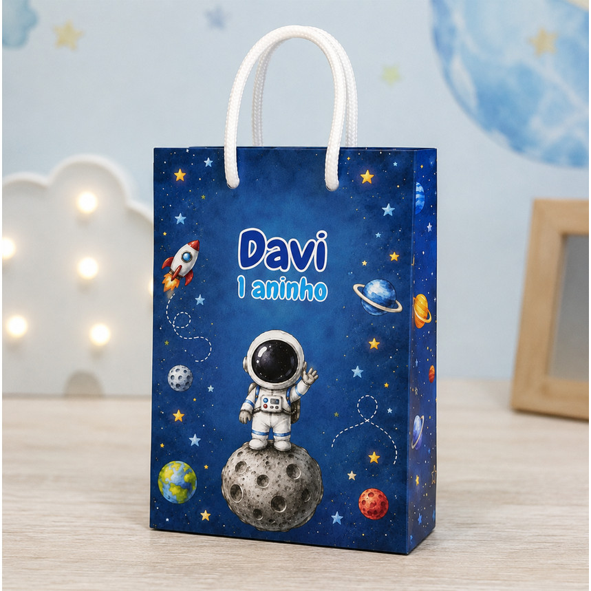 Sacolinha Astronauta Personalizada | Pegue e Monte | Lembrancinhas | Festa infantil | Aniversário