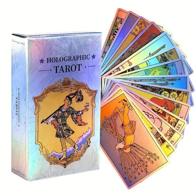 2026 Novo estilo 1 jogo de tabuleiro de tarô clássico e cartas holográficas Waite para iniciantes20260902