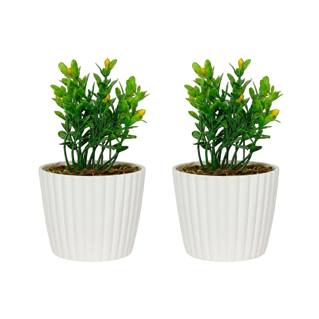 Kit 2 Mini Vasinhos Com Flores Artificiais Decoração para Casa Escritório Quarto