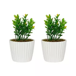 Kit 2 Mini Vasinhos Com Flores Artificiais Decoração para Casa Escritório Quarto
