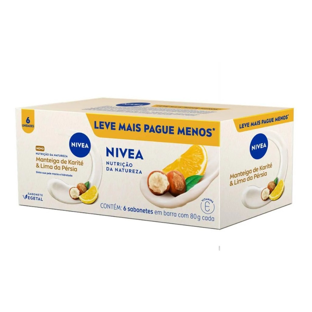 Kit Sabonete NIVEA Nutrição da Natureza Manteiga de Karité e Lima da Pérsia 6 Unidades de 80g cada
