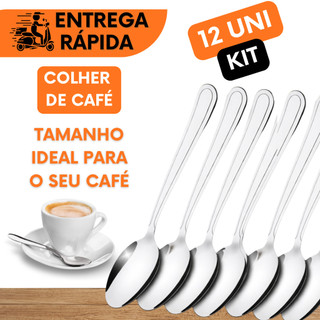 KIT 12 OU 6 COLHERES DE CAFÉ MEDIDA CERTA INOX CAFETERIA CAFE CHÁ SOBREMESA ACESSORIO DE MESA