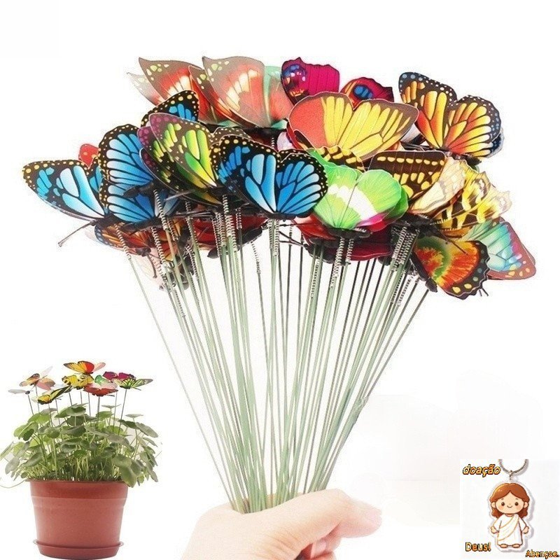 50 Peças de Ornamentos de Flores Coloridas Adequadas para Decoração de Jardim/Ornamentos de Borboleta/Presentes de Alegr